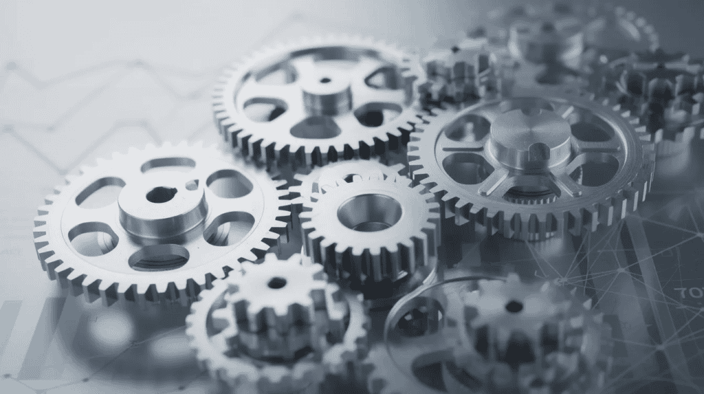 Gears showing how a system works together in business.