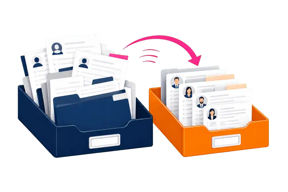 A drawing of disorganized hiring being replaced successfully by RPO and Direct Placement.