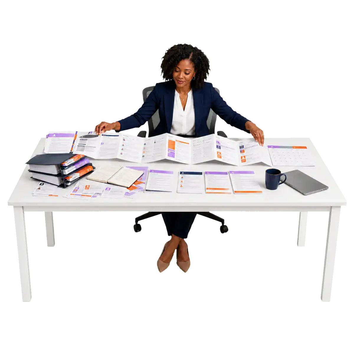 A woman looking at a lot of change and trying to work on a plan to increase adoption.