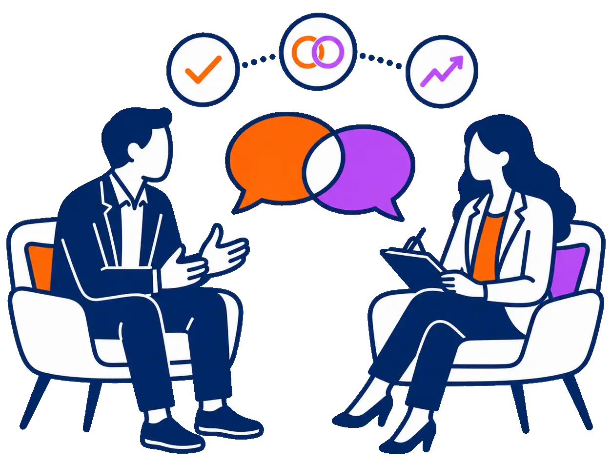 A drawing depicting executive coaching.