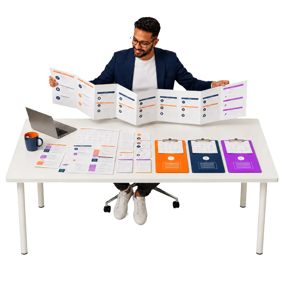 A man working to turn a strategy plan into an execution plan.