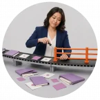 A woman installing controls for compliance after the work has already passed.