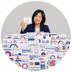 A woman looking through a bunch of metrics that don't matter to find the one that actually does matter.