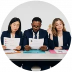 Three hiring managers using different criteria for hiring decisions.