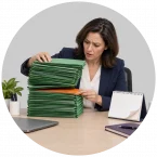 A woman using project management to control what gets into the project.